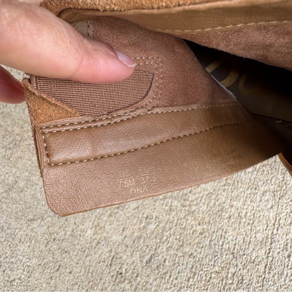 Sam Edelman Ona Fringe Boots Camel Squared Toe Suede - Picture 10 of 11